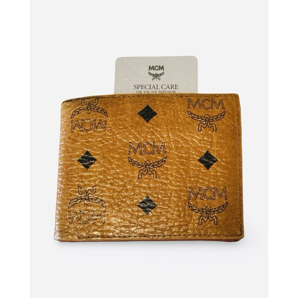 MCM Monogram Bifold Leather Wallet with Coin Pouch Includes Care Card